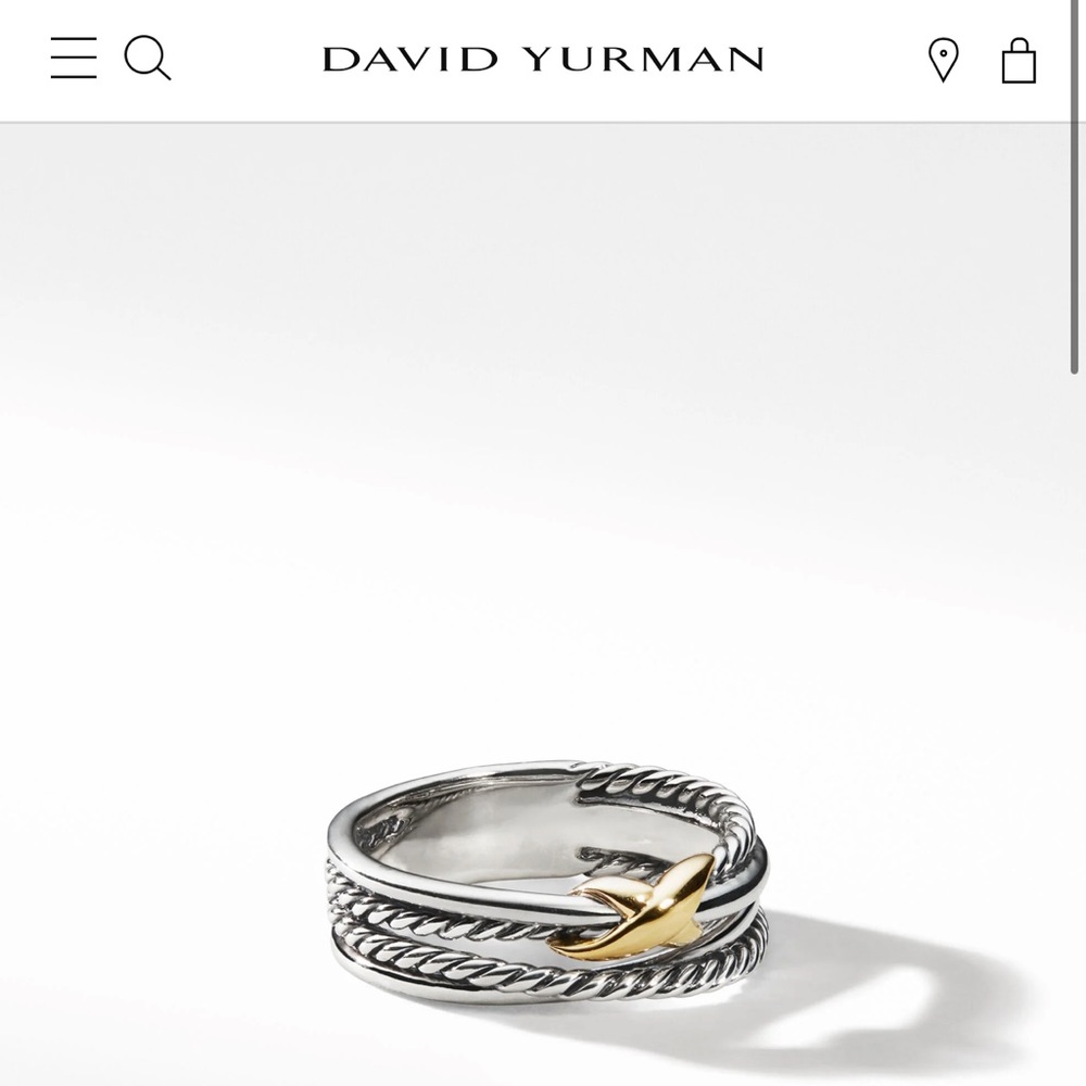 David Yurman X Crossover Band Ring with 18K Yellow Gold